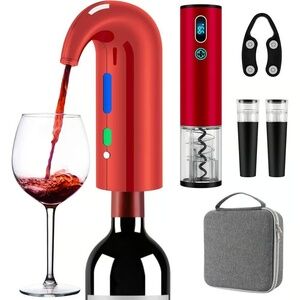 Electric Wine Opener Gift Set with Aerator, Stopper, Decanter & Storage Bag